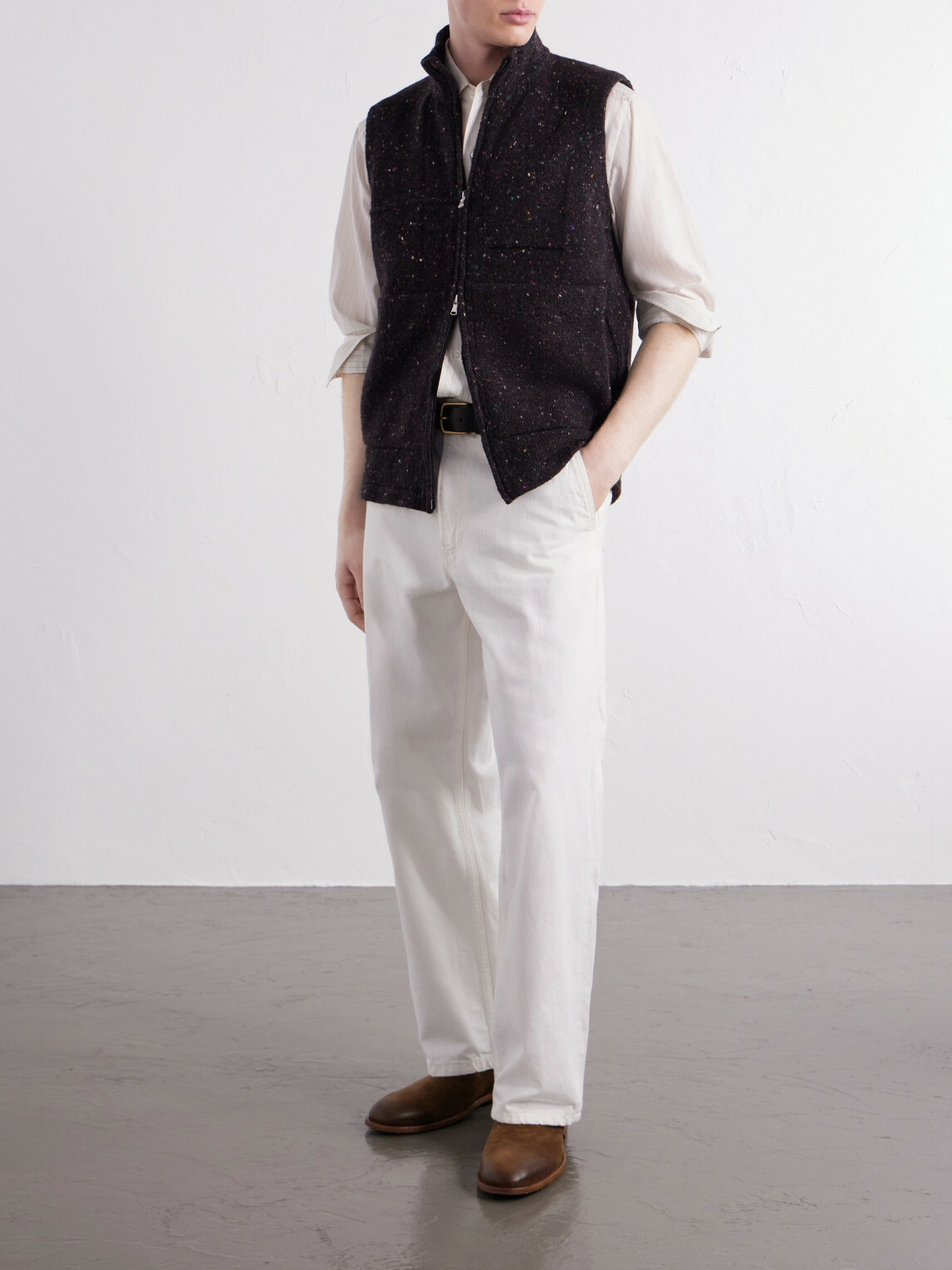 Inis Meáin - Lifeline Wool and Cashmere-Blend Gilet - Brown