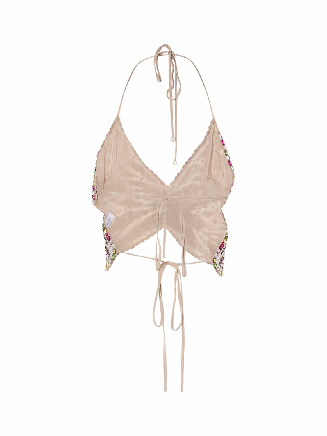 BLUMARINE - Butterfly Crystal Halter Crop Top