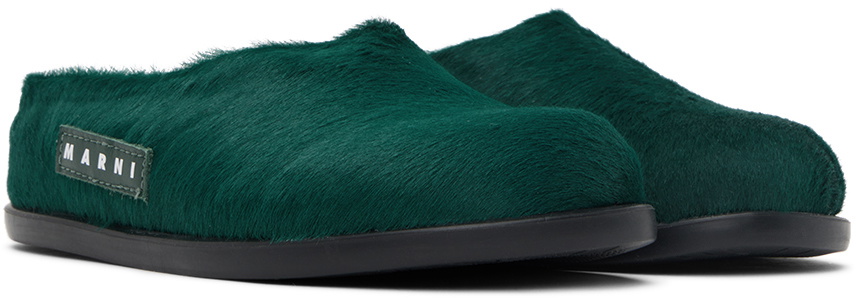 Marni Kids Green Patch Slippers