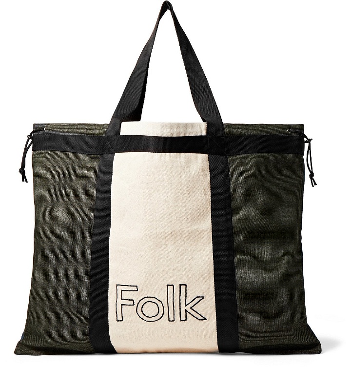 Photo: Folk - Logo-Embroidered Colour-Block Canvas Tote Bag - Black