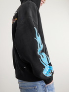 AMIRI - Flames Logo-Print Cotton-Jersey Zip-Up Hoodie - Black