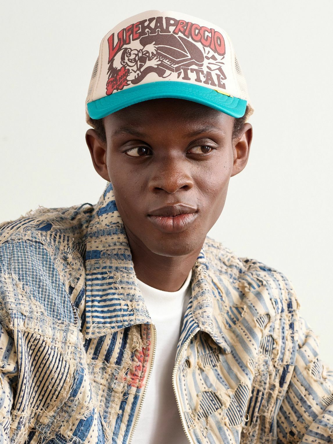 KAPITAL - Life Kapriccio Mesh-Trimmed Printed Scuba Trucker