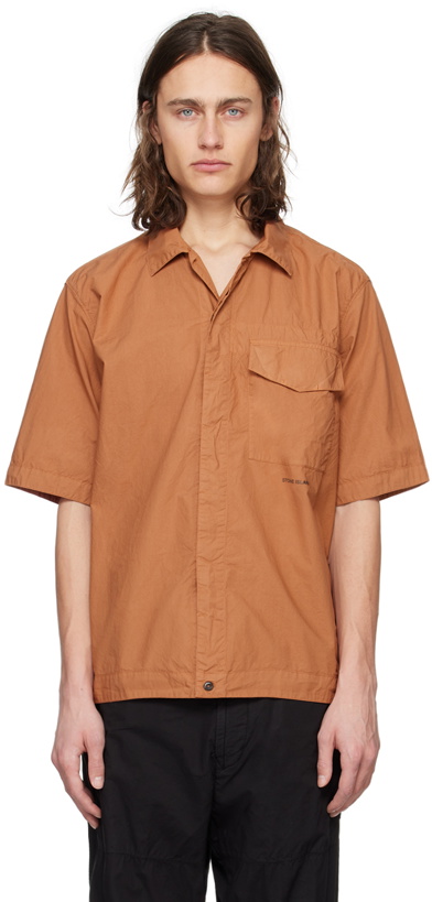 Photo: Stone Island Orange Spread Collar Shirt
