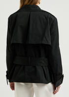 Aexae Belted Cropped Cotton Trench Coat Black