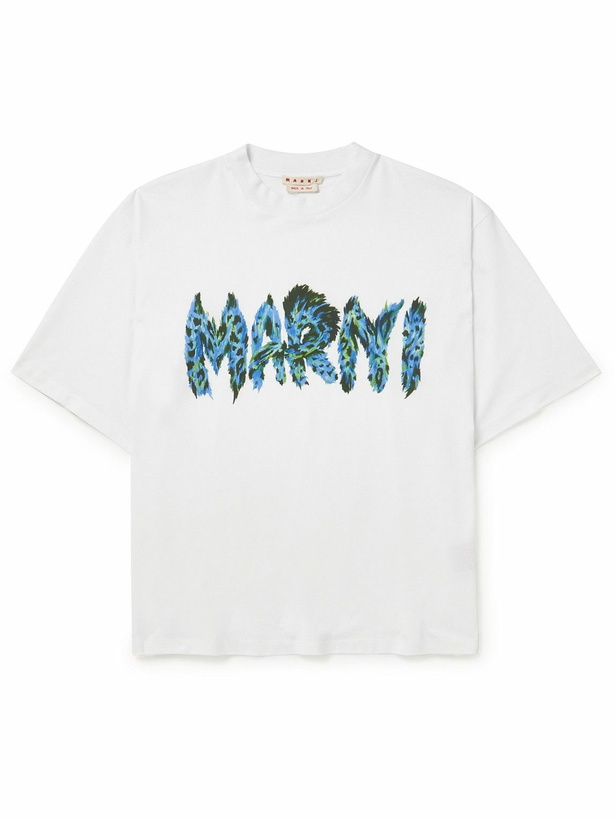 Photo: Marni - Logo-Print Cotton-Jersey T-Shirt - White