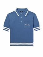 Balmain - Logo-Embroidered Striped Knitted Polo Shirt - Blue