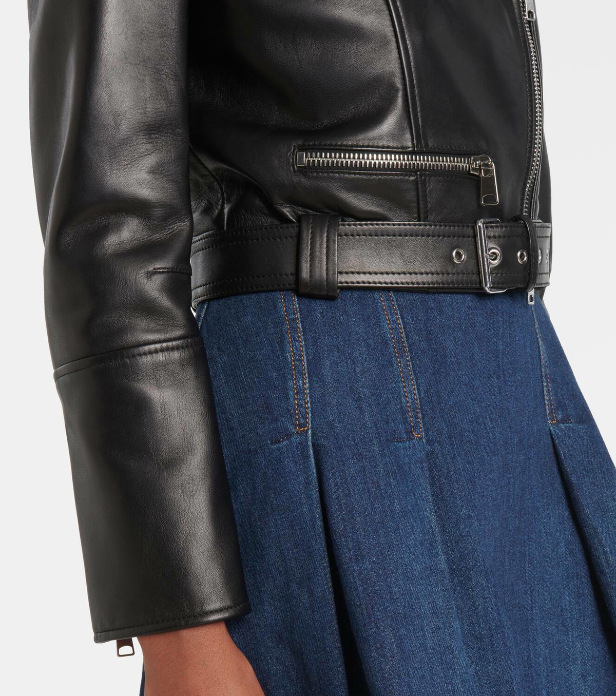 Alexander McQueen Cropped leather biker jacket