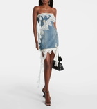 Blumarine Lace-trimmed denim minidress