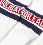 Holiday Boileau - Logo-Intarsia Ribbed Cotton-Blend Socks - Burgundy