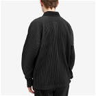 Homme Plissé Issey Miyake Men's Pleated Long Sleeve Polo Shirt in Black