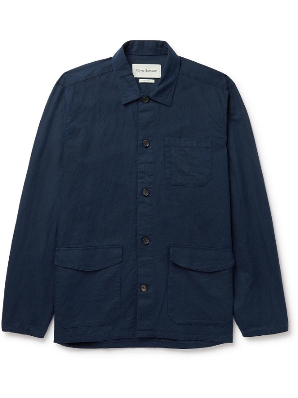 Photo: OLIVER SPENCER - Hockney Linen and Cotton-Blend Shirt Jacket - Blue