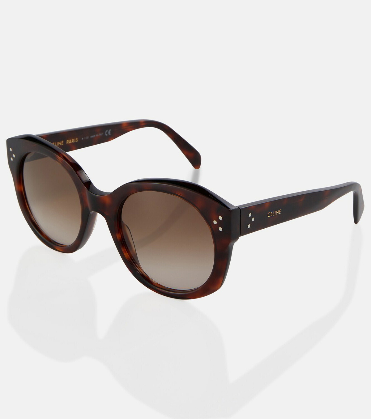 Celine Tortoiseshell Round Sunglasses - Dark Brown Lenses CELINE EYEWEAR Maxi Triomphe round-frame tortoiseshell  main image 3