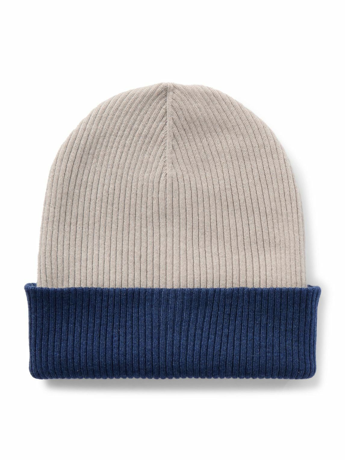 Brunello Cucinelli - Two-Tone Ribbed Cashmere Beanie - Neutrals