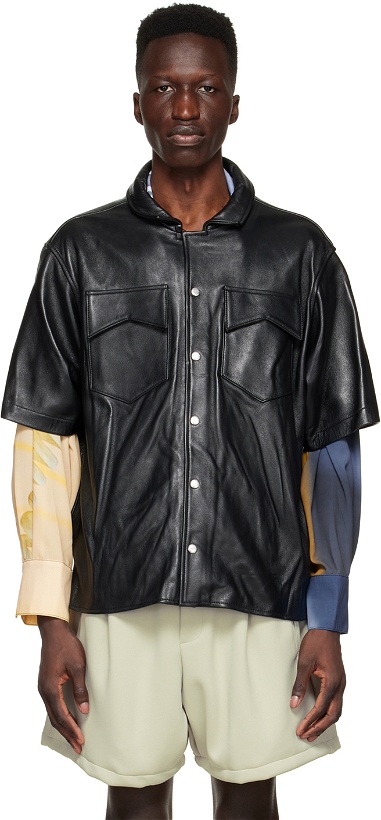 Photo: Rhude Black Leather Short Sleeve Shirt