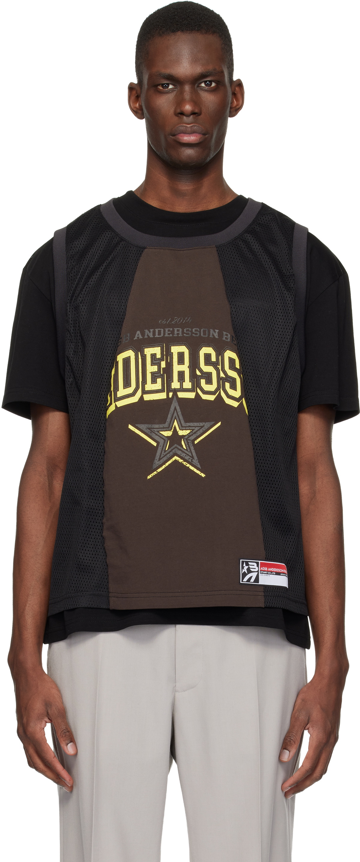Andersson Bell Black & Brown Basketball Jersey Layered T-shirt