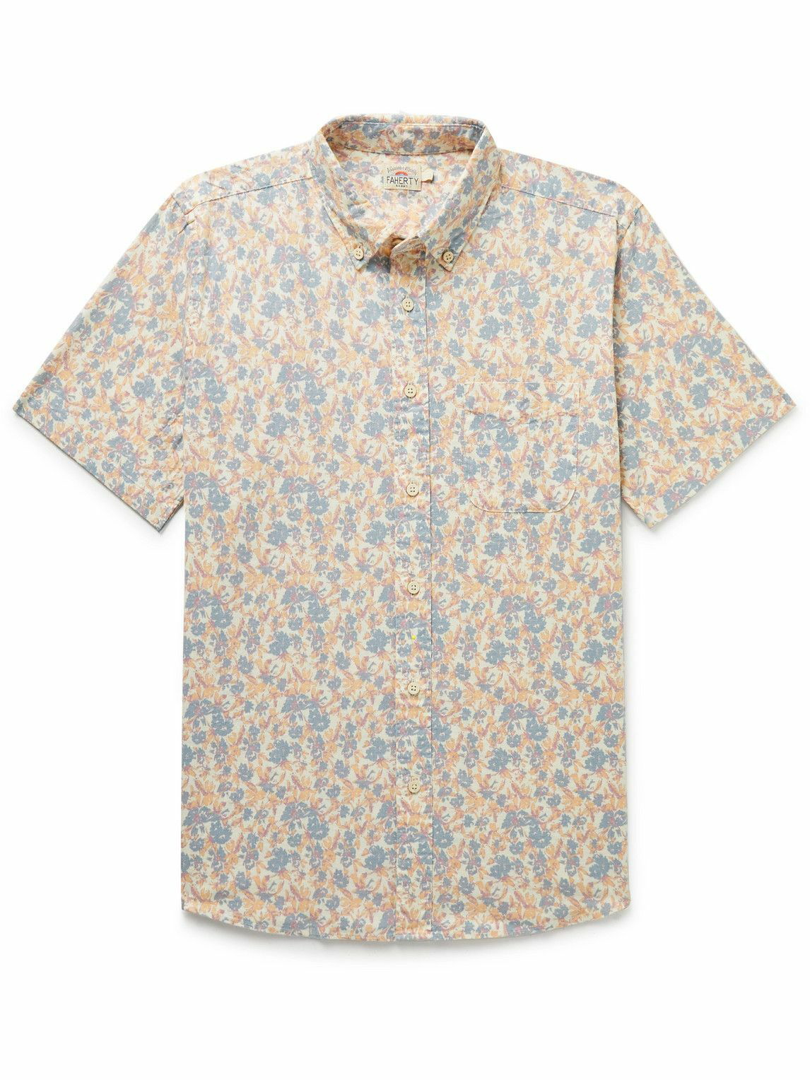 Faherty - Breeze Slim-Fit Floral-Print Hemp-Blend Shirt - Neutrals Faherty