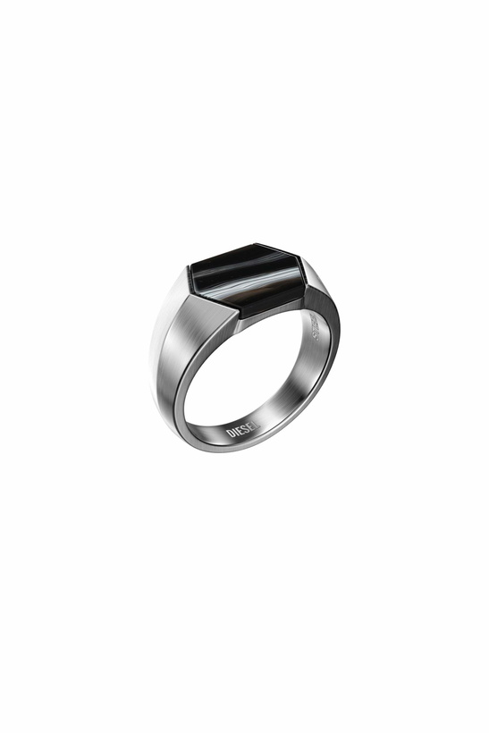 Photo: Diesel Black Agate Signet Ring - Rings - Unisex - Silver