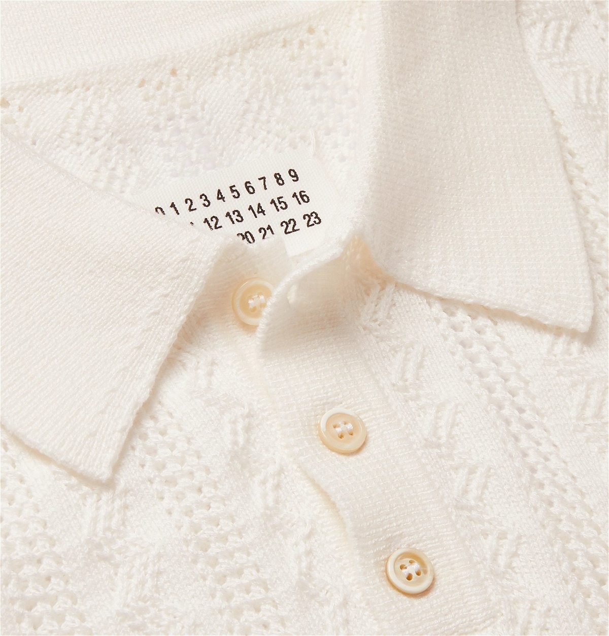 Maison Margiela - Ace Open-Knit Cotton Polo Shirt - Neutrals 