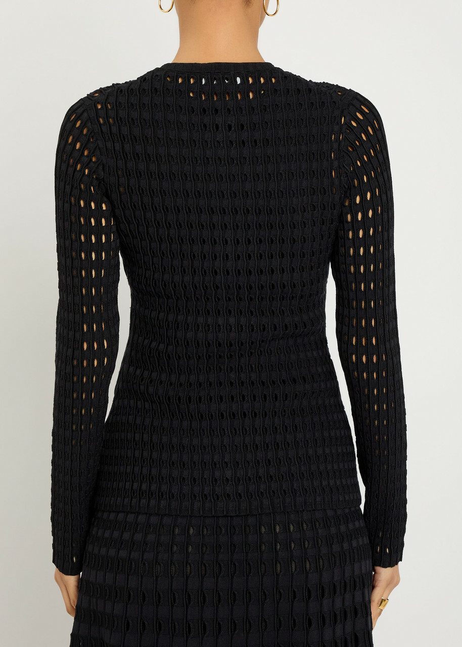Simkhai Mabel Textured Cut-out Knit top Black