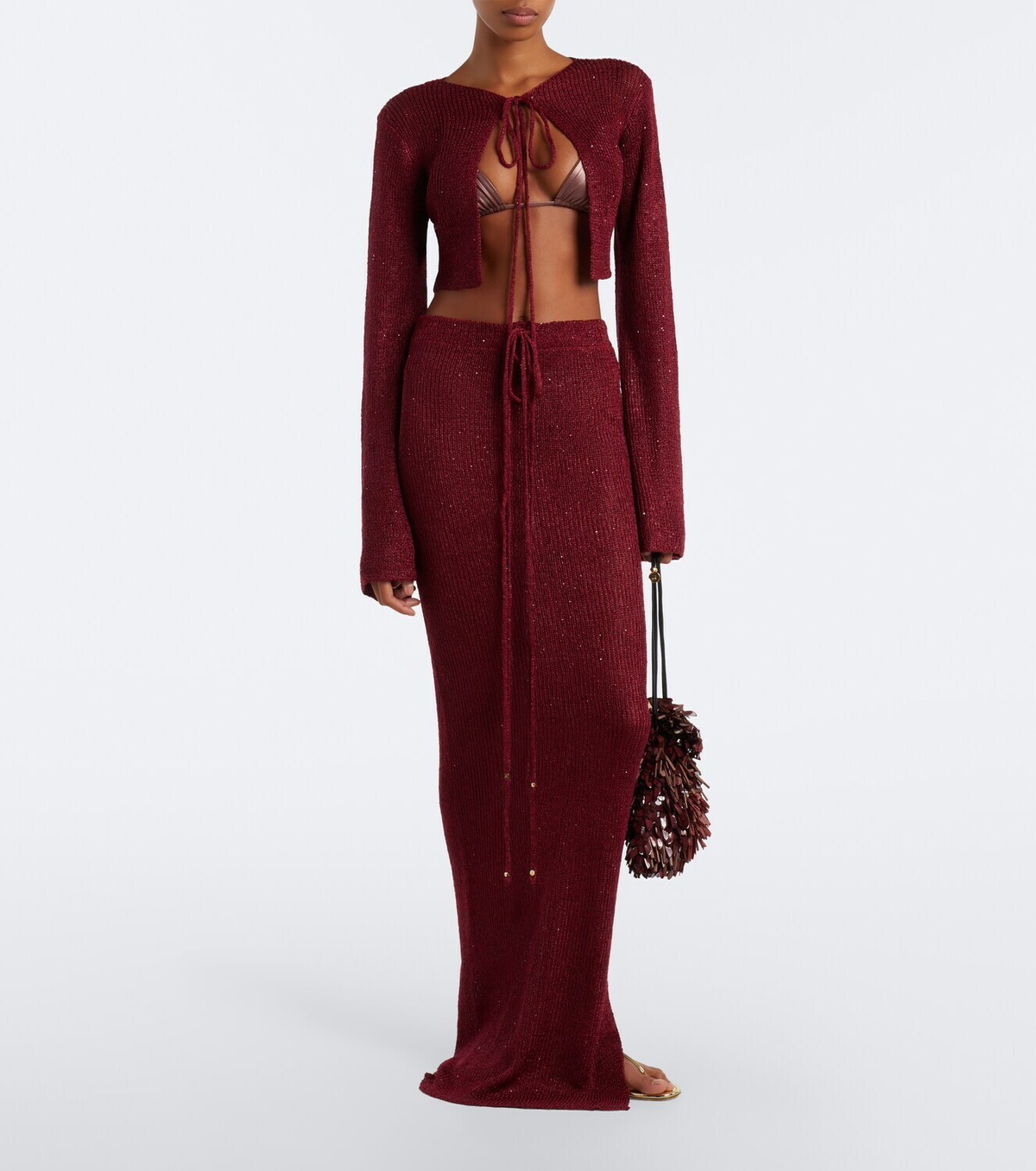 Bananhot Alma sequined knitted maxi skirt