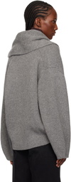 TOTEME Gray Shawl-Lapel Cardigan
