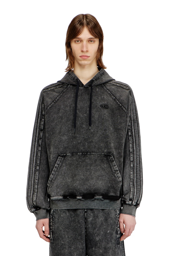Photo: Diesel Hoodie in washed cotton with Oval D embroidery - Sweaters Mens in Black