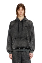 Diesel Hoodie in washed cotton with Oval D embroidery - Sweaters Mens in Black