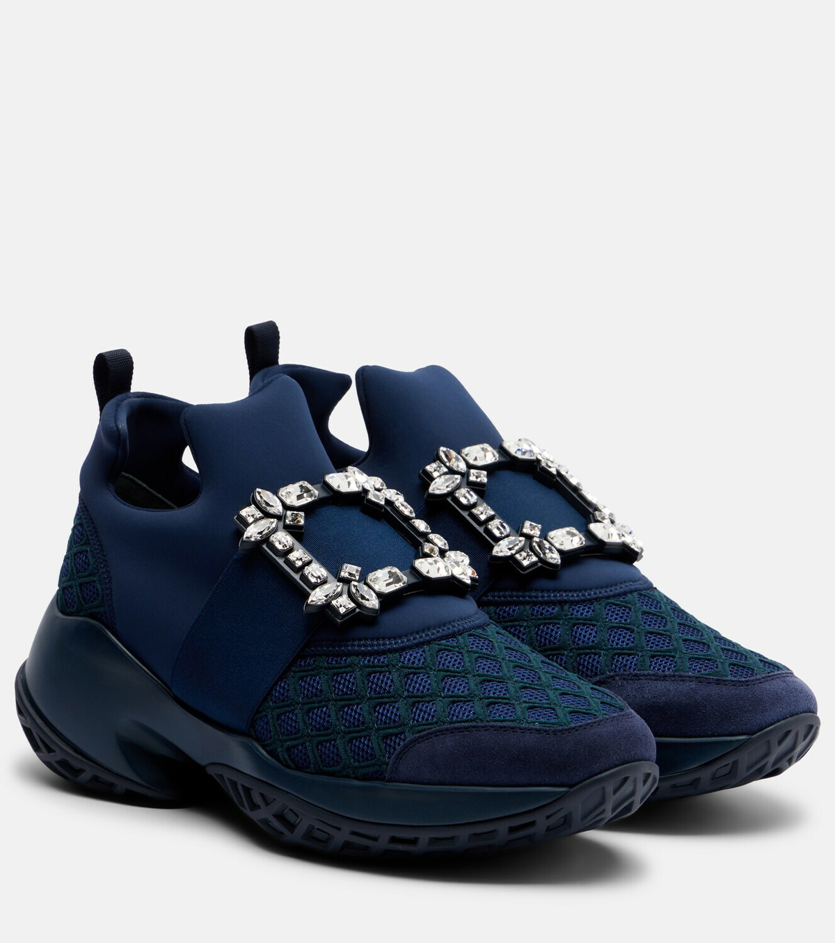 Roger Vivier Viv' Run suede-trimmed slip-on sneakers