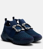 Roger Vivier Viv' Run suede-trimmed slip-on sneakers