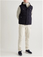 Brunello Cucinelli - Quilted Nylon Down Hooded Gilet - Blue