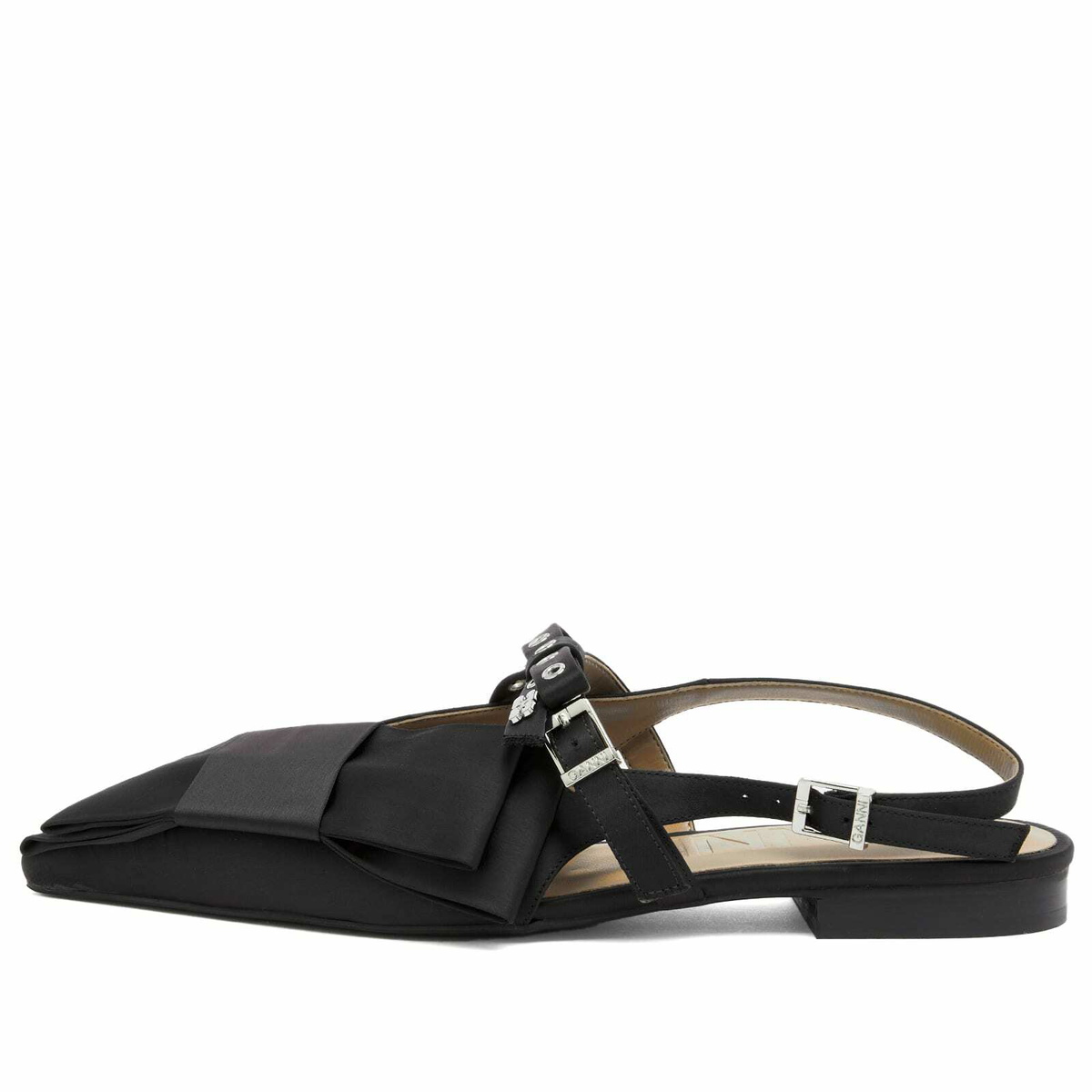 GANNI Women's Big Bow Slingback Ballerina in Black GANNI