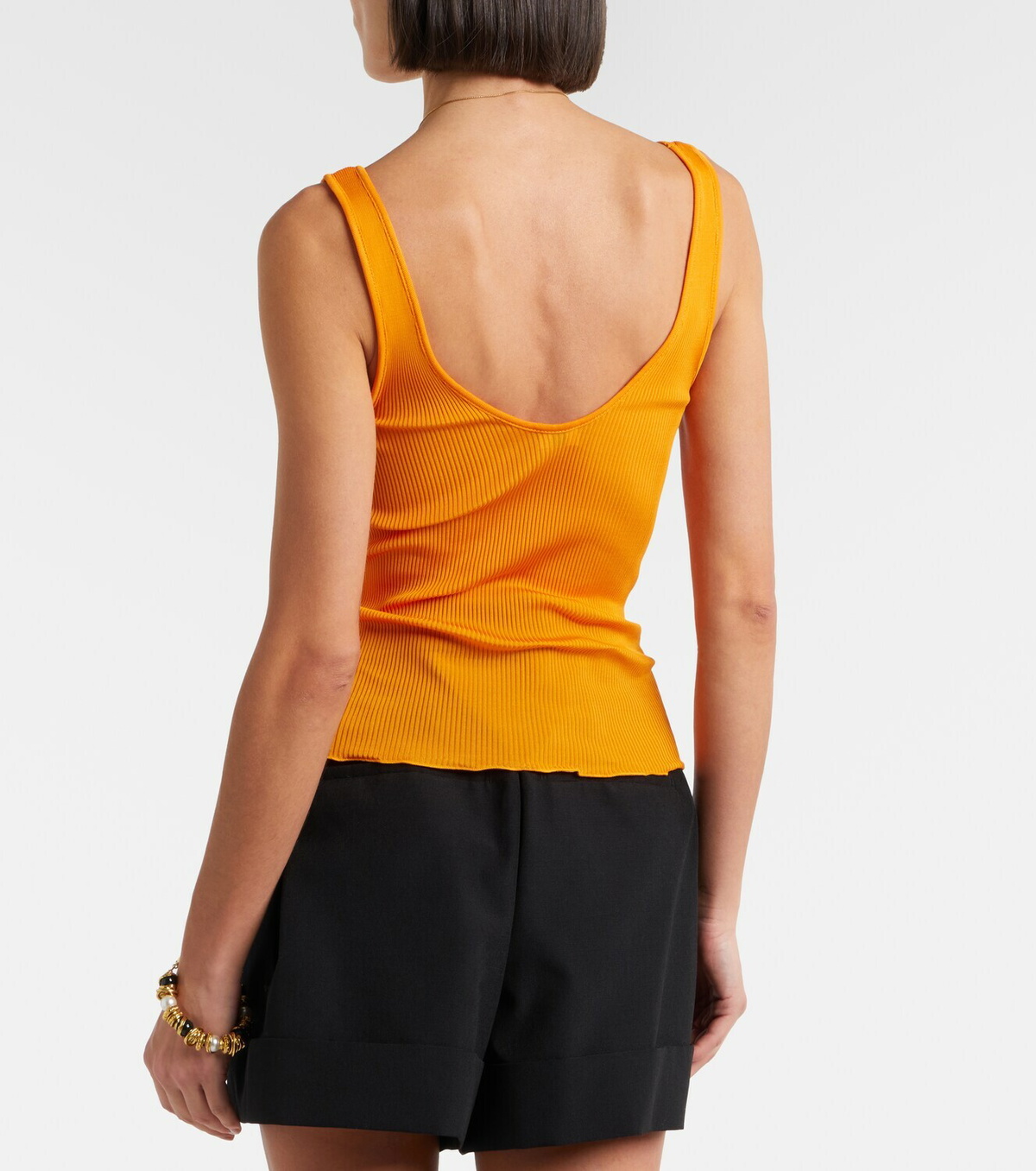 Saint Laurent Ribbed-knit silk jersey tank top