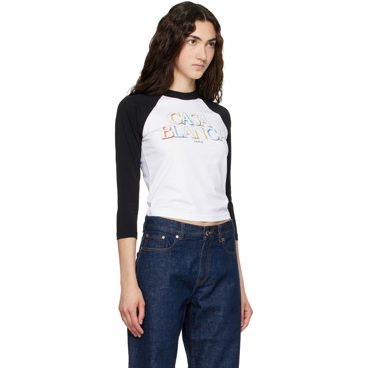 Casablanca White & Black Baseball T-shirt