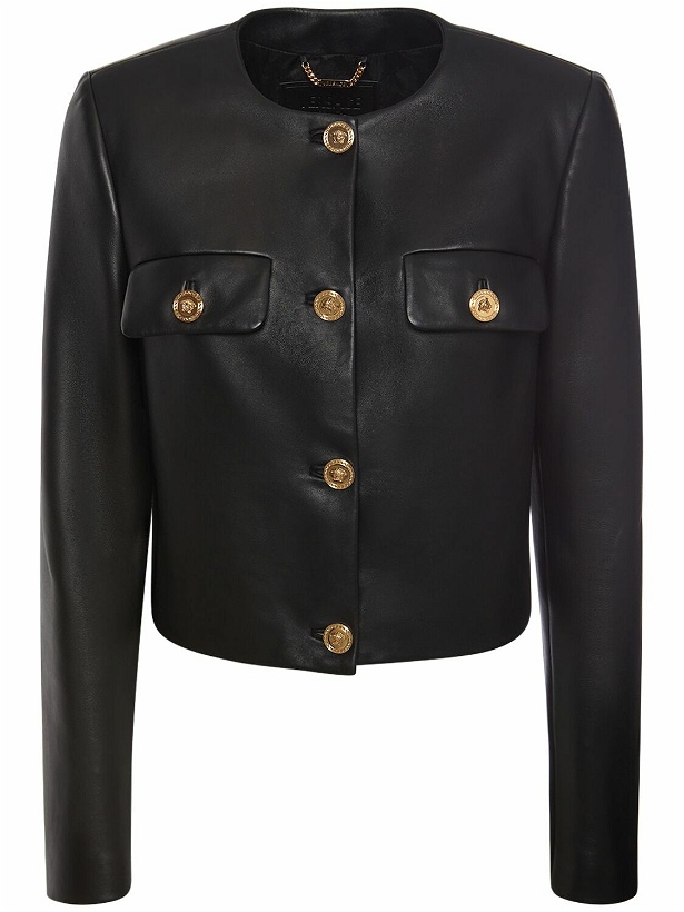 Photo: VERSACE - Leather Button Down Jacket