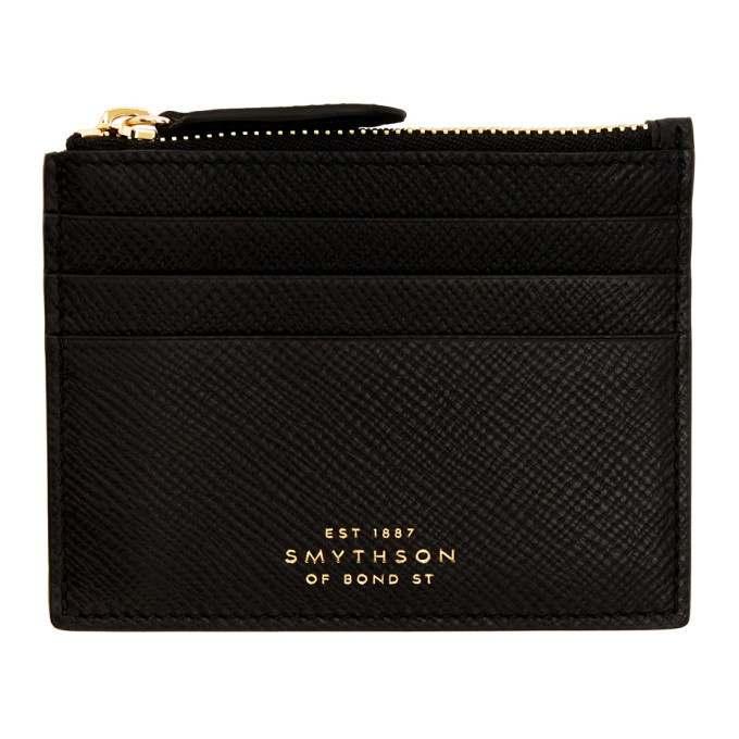 Smythson Black Panama Zip Card Holder Smythson