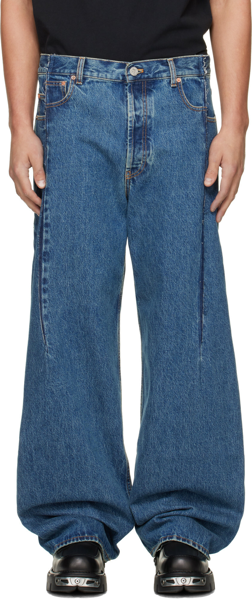VETEMENTS Blue Pinched Cut-Up Jeans