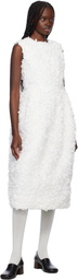 Comme des Garçons White Tulle Flower Tape Embroidery Midi Dress