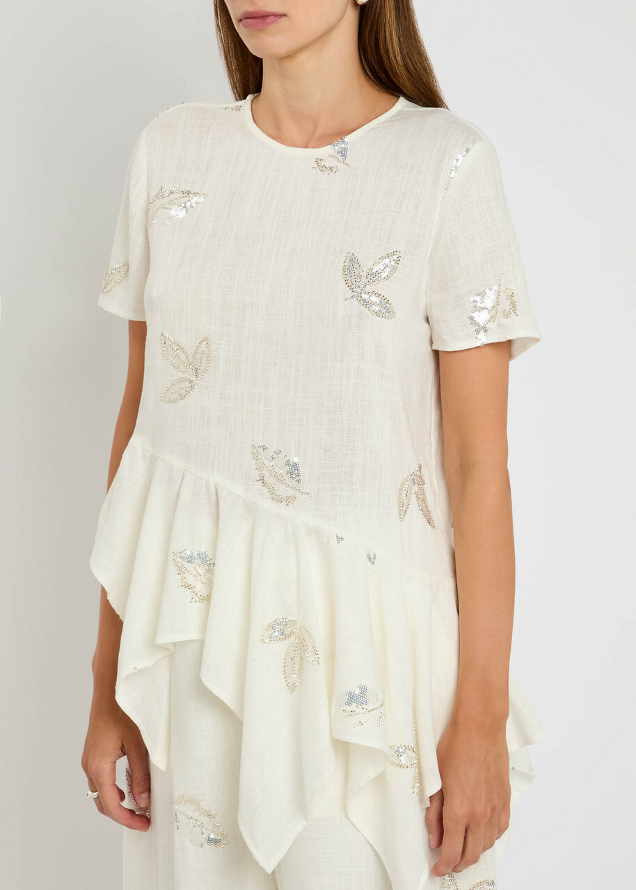 Marques' Almeida Embellished Woven top White