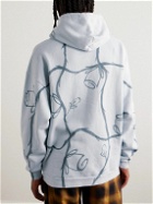 Collina Strada - Crystal-Embellished Printed Cotton-Jersey Hoodie - Blue