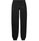 Off-White - Tapered Logo-Print Fleece-Back Cotton-Jersey Sweatpants - Men - Black