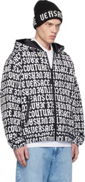 Versace Jeans Couture Black & White Rev Monogram Reversible Down Jacket