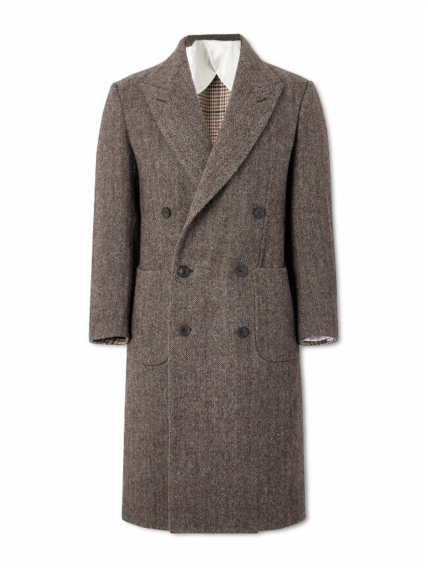 Photo: Purdey - Town and Country Double-Breasted Herringbone Wool Coat - Brown