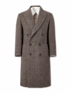Purdey - Town and Country Double-Breasted Herringbone Wool Coat - Brown