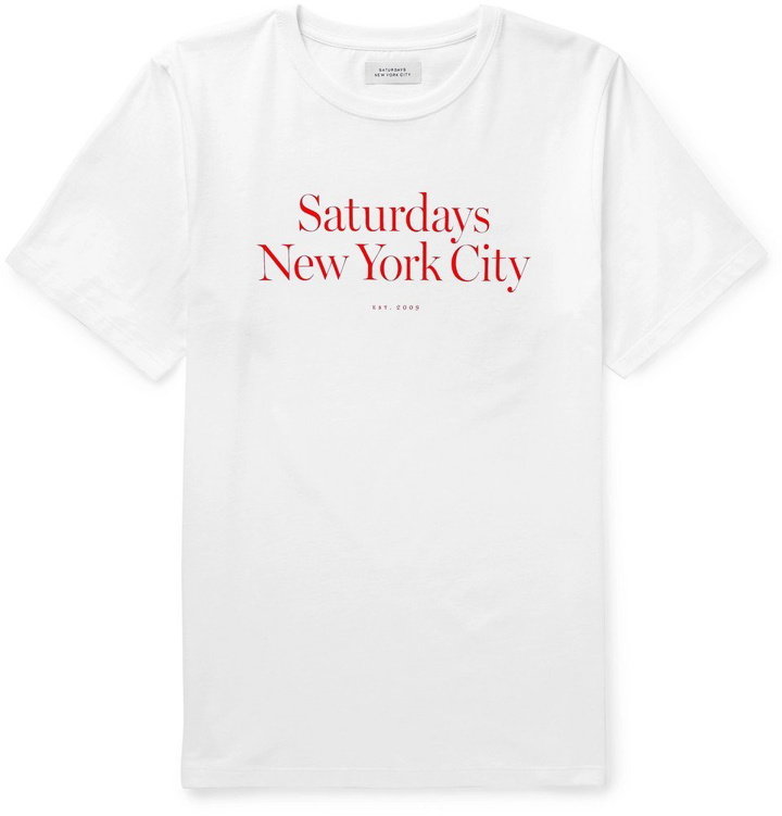 Photo: Saturdays NYC - Miller Logo-Print Cotton-Jersey T-Shirt - Men - White
