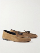 Rubinacci - Marphy Leather-Trimmed Suede Tasselled Loafers - Neutrals