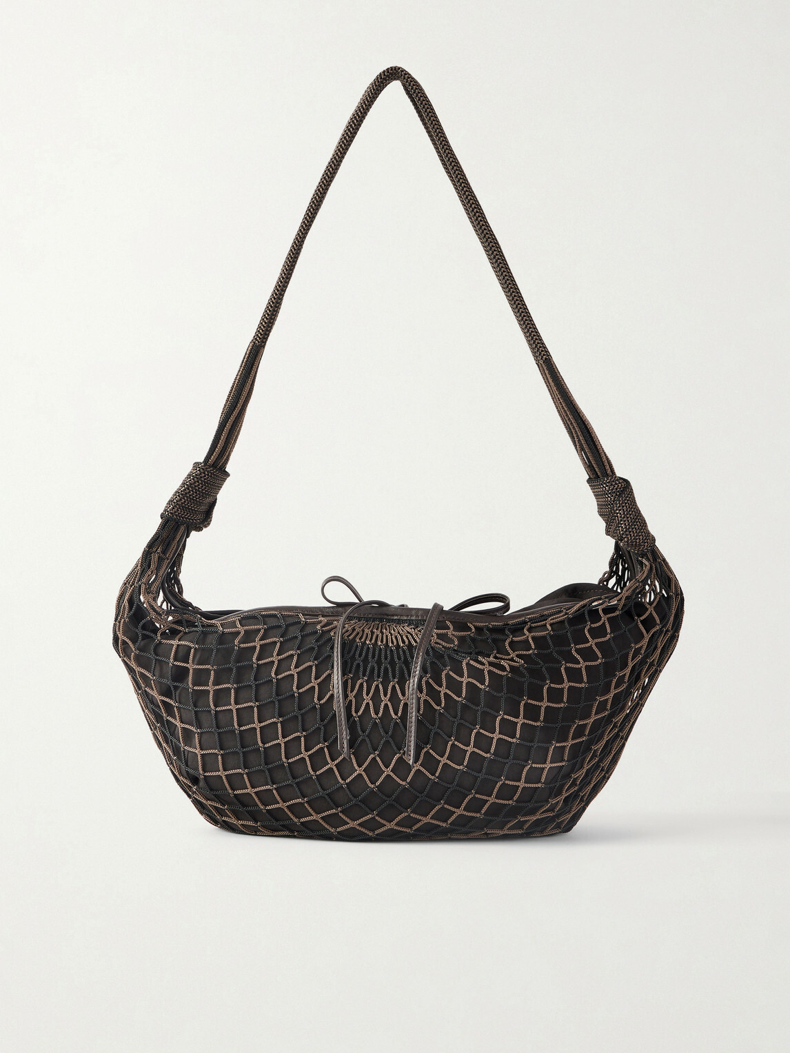 LEMAIRE - Croissant Leather-Trimmed Fishnet Messenger Bag