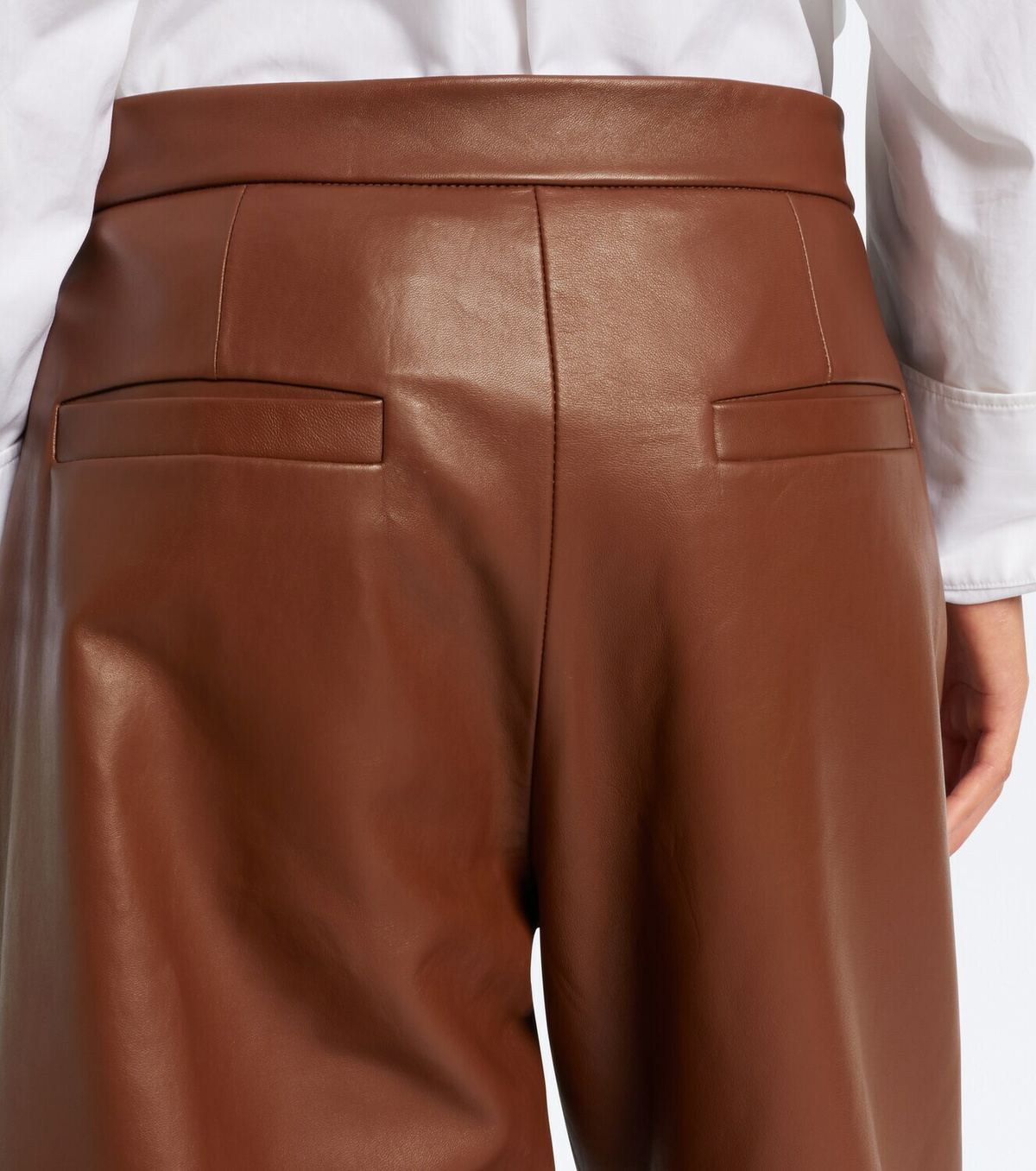Sportmax Leather barrel-leg pants