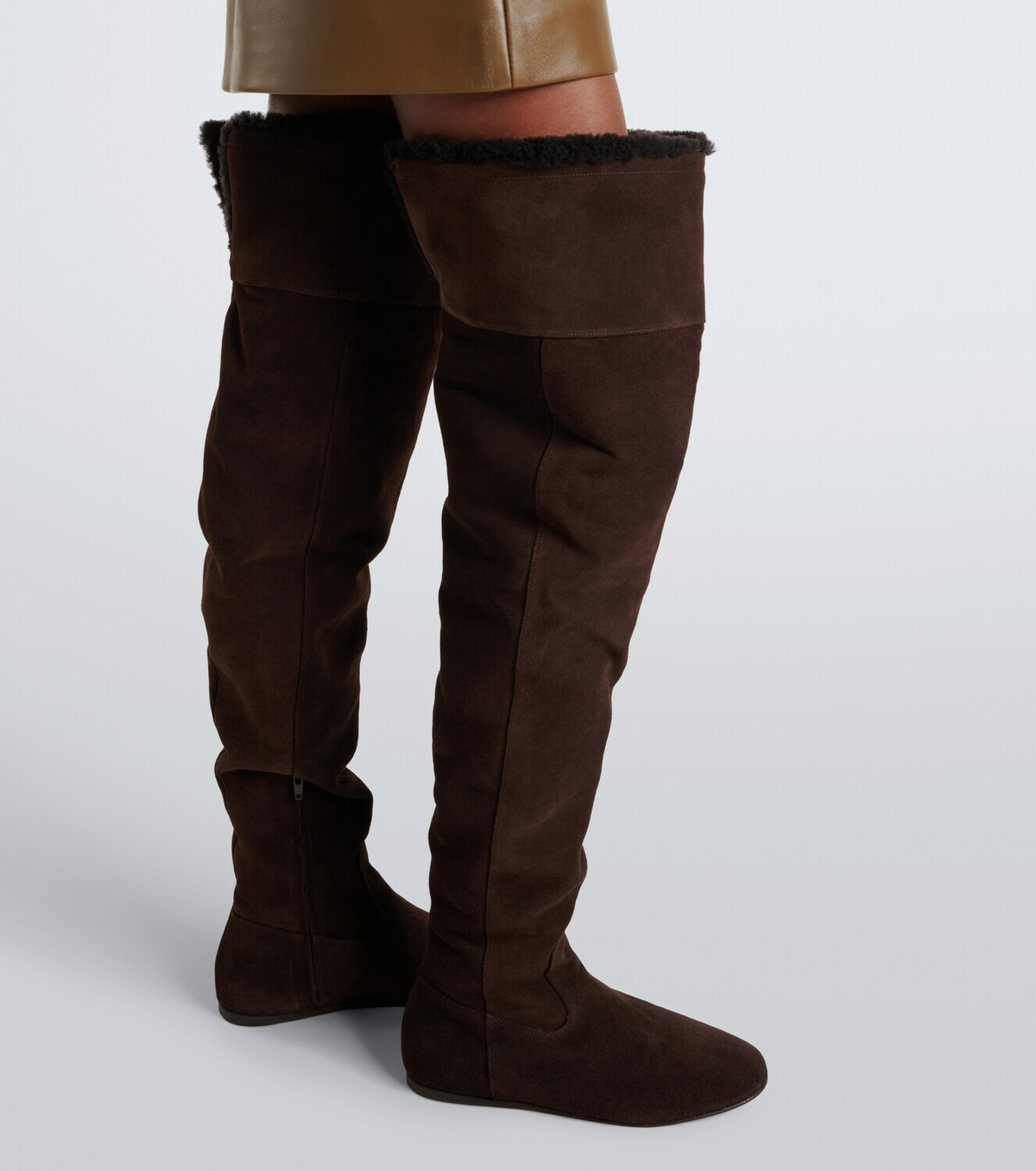 Yves Salomon Shearling and suede knee-high boots