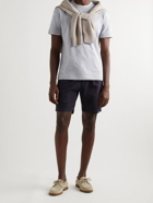 Boglioli - Straight-Leg Pleated Textured Cotton-Blend Shorts - Blue