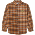 Butter Goods Men's Caterpillar Plaid Flannel Shirt in Brown/Orange